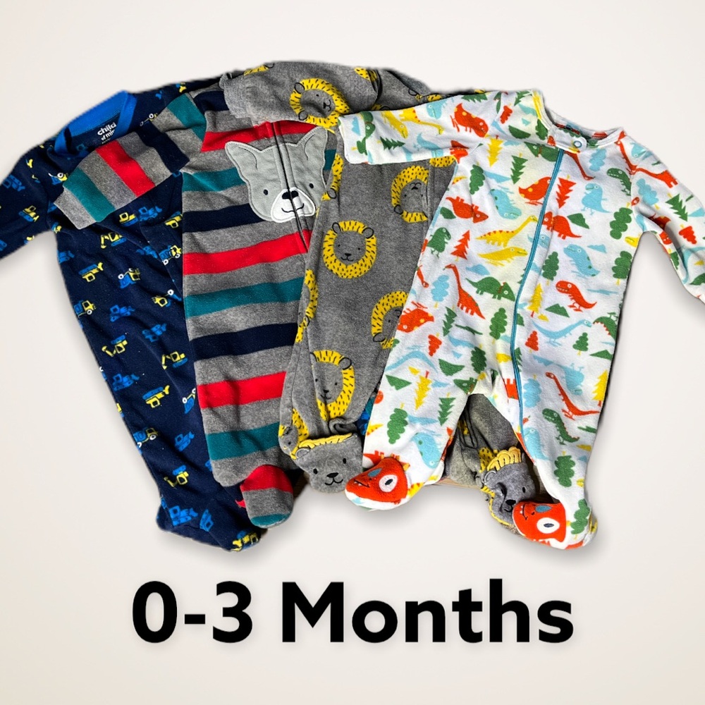 0-3 Month fleece footie pyjama bundle